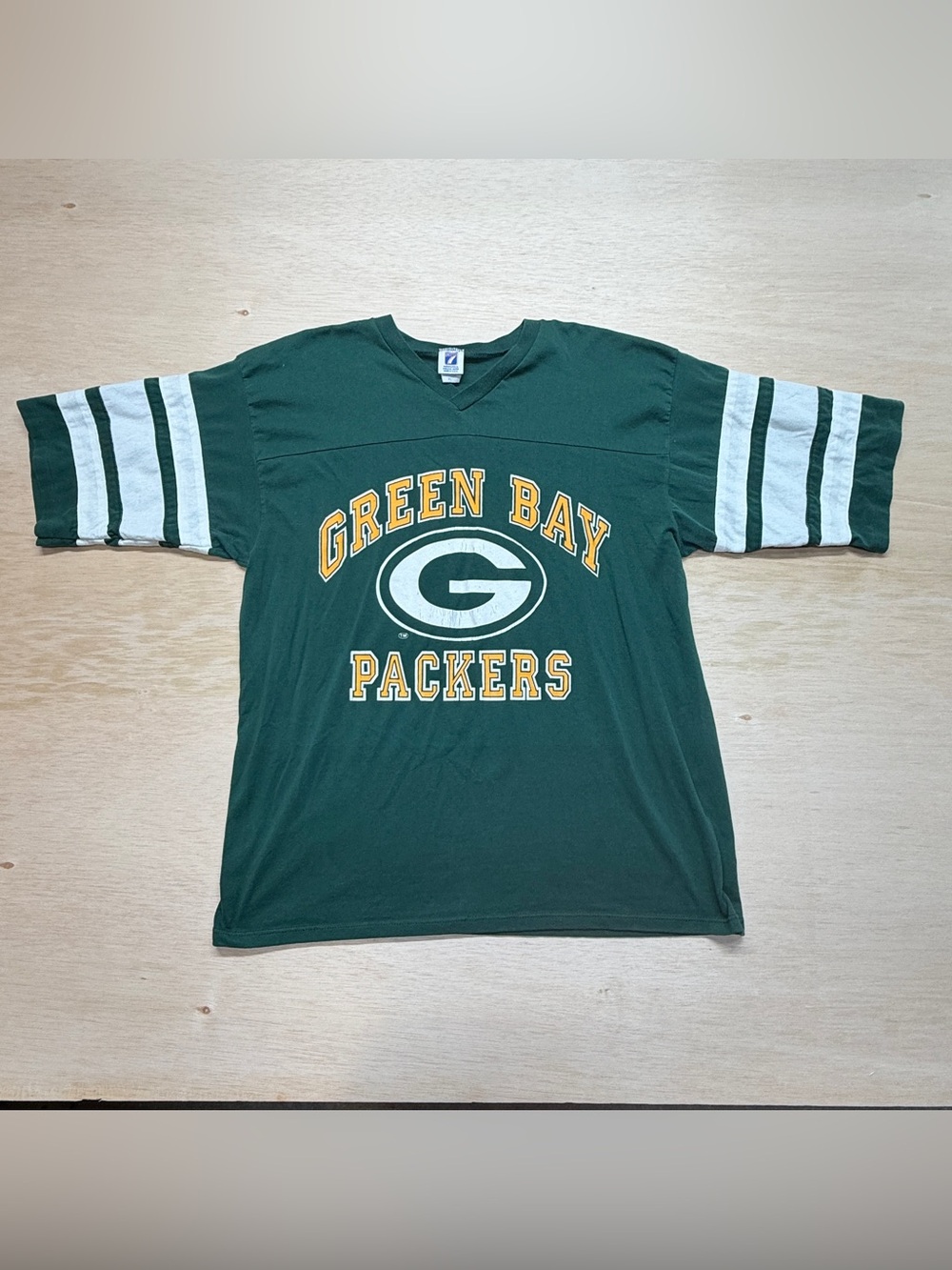 Vintage 90s Green Bay Packers Logo 7 Shirt Adult XL Green V-Neck USA Jersey Styl